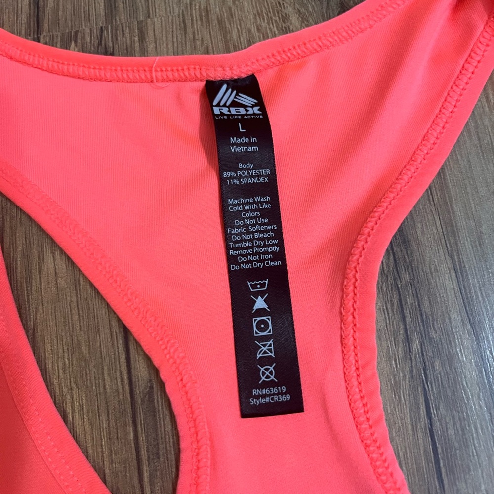 RBX Women's Bright Coral/Hot Pink Tank Top Workout Razor Back - Picture 3 of 5